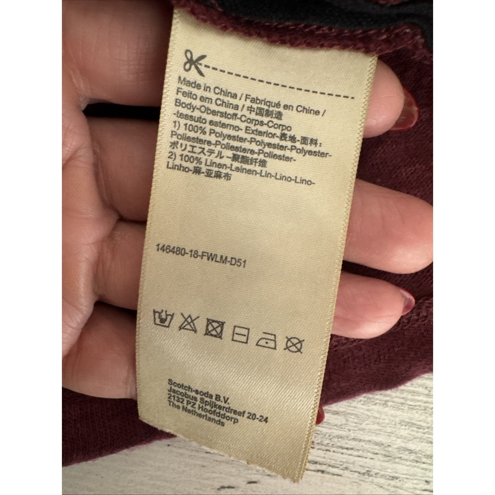 Scotch & Soda The Peaks Linen Blend Maroon Floral Paisley Print Top Size L - Picture 6 of 9